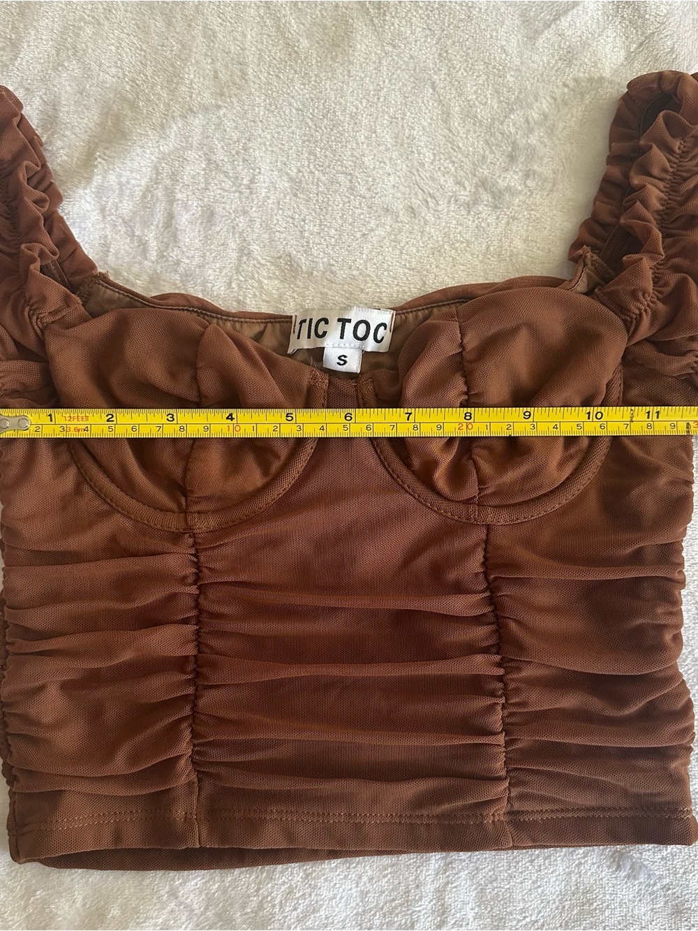 Brown Ruched Coset Top - Picture 4 of 5